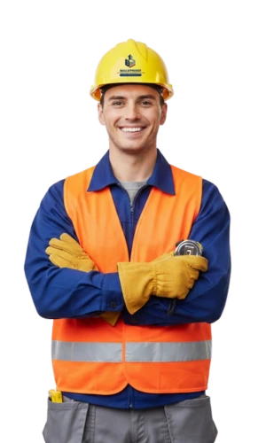 Construction worker smiling