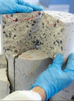 Concrete cylinder cu in half
